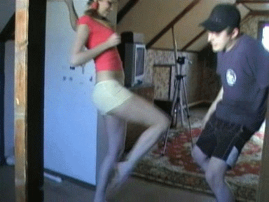 Sexy karate woman kicks