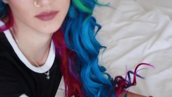 Blue color hair pretty petite