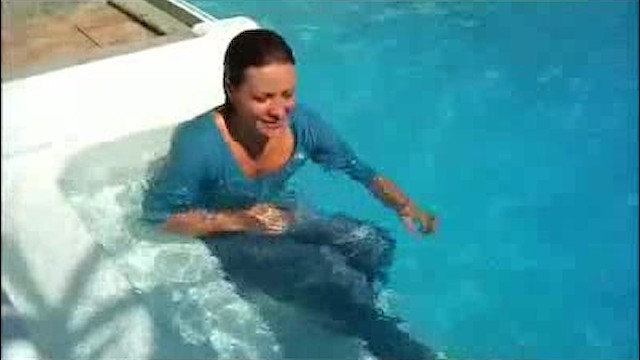 Wetlook swiss girl with fully clothed