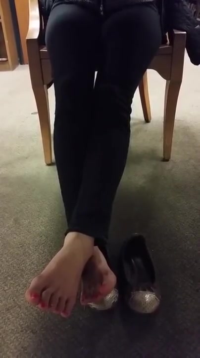Candid library feet soles