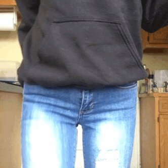 Teen girls pees jeans